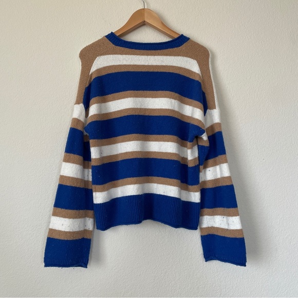 Madewell Blue Striped Belmore Sweater in Coziest Textured Yarn - Picture 2 of 5